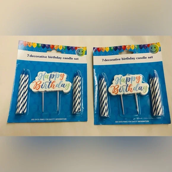 New 7 "Happy Birthday" Candles Blue Large Happy Birthday Candle made Vietnam - Picture 4 of 10